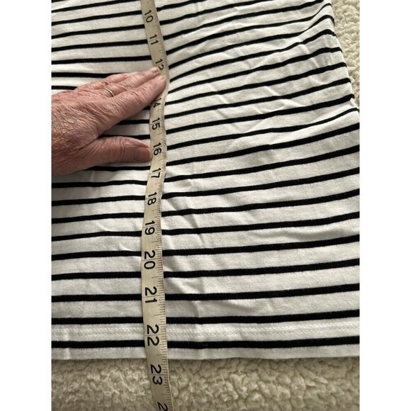 Madewell Womens Cotton Perfect Striped Crewneck Tee in White/Black NS582 - Picture 8 of 8